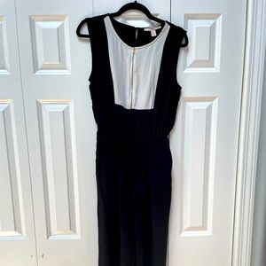 FOREVER 21 Tuxedo Jumpsuit Ankle M Black White